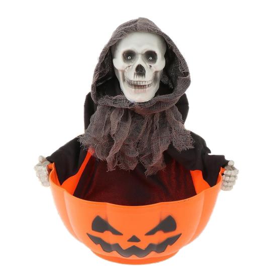 Хэллоуин Скелет Конфетница Анимированная Череп Конфетница с Движением